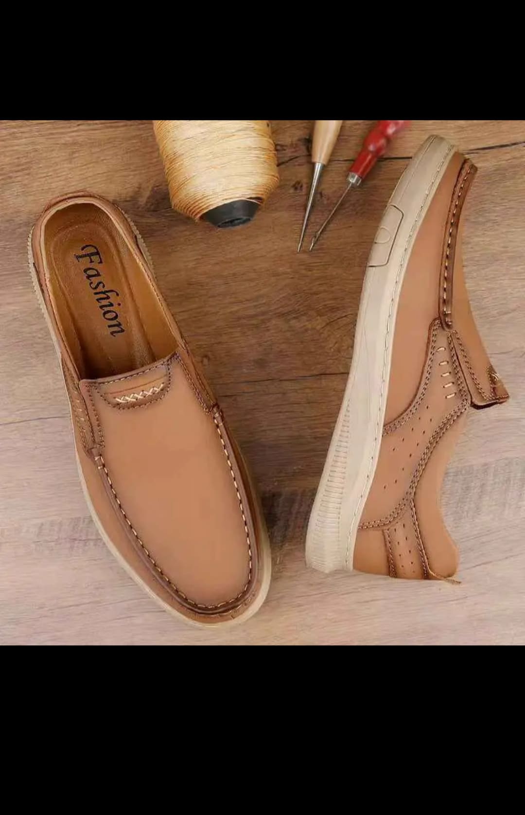 Chaussures mocassins Fashion cuir marron clair