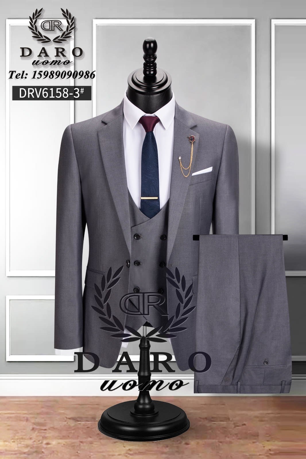 Costume 3 pièces DARO bleu marine - coupe classique