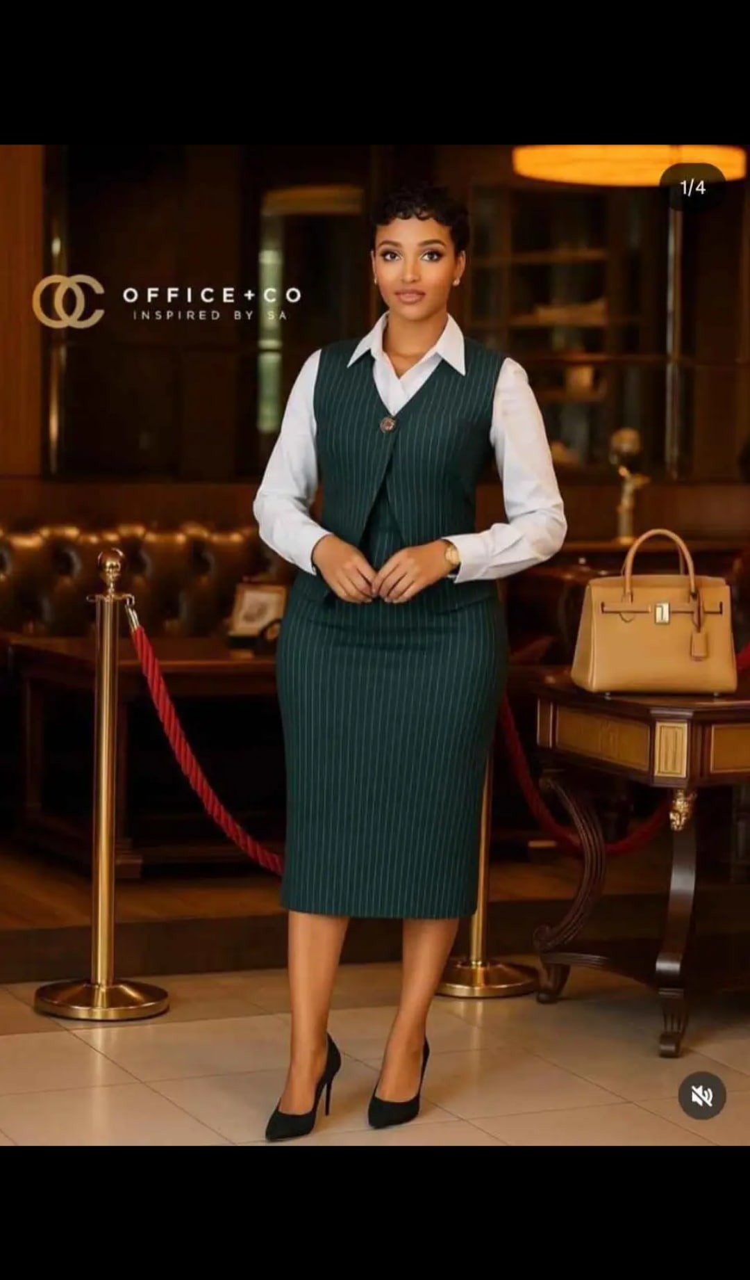 Ensemble tailleur Office+Co - Gilet rayé marine et chemise blanche