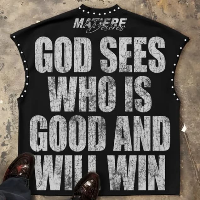 T-shirt sans manches noir Madere avec clous et print chat