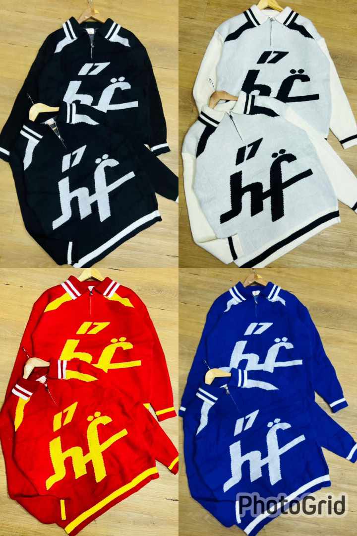 Lot de 4 Sweats/Pulls Zippés Multicolores - Noir, Blanc, Rouge, Bleu