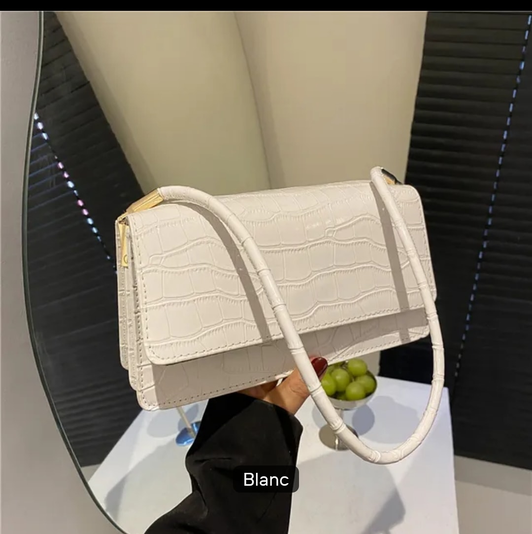 Sac à main blanc effet crocodile - Élégant et tendance
