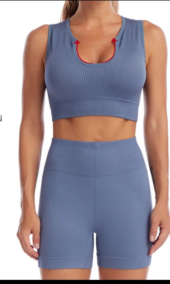 Ensemble sportif femme - Top et short de sport bleu
