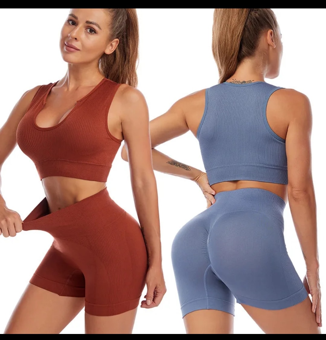 Ensemble sportif femme - Top et short de sport bleu