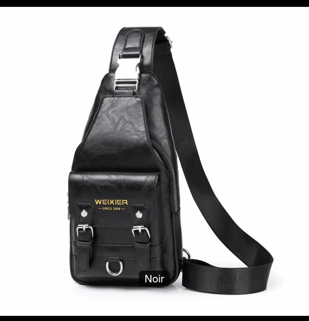 Sac à dos traverseur WEIXIER noir cuir - Homme