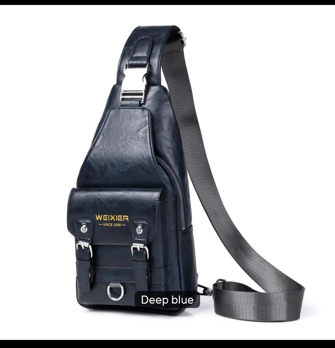 Sac à dos traverseur WEIXIER noir cuir - Homme