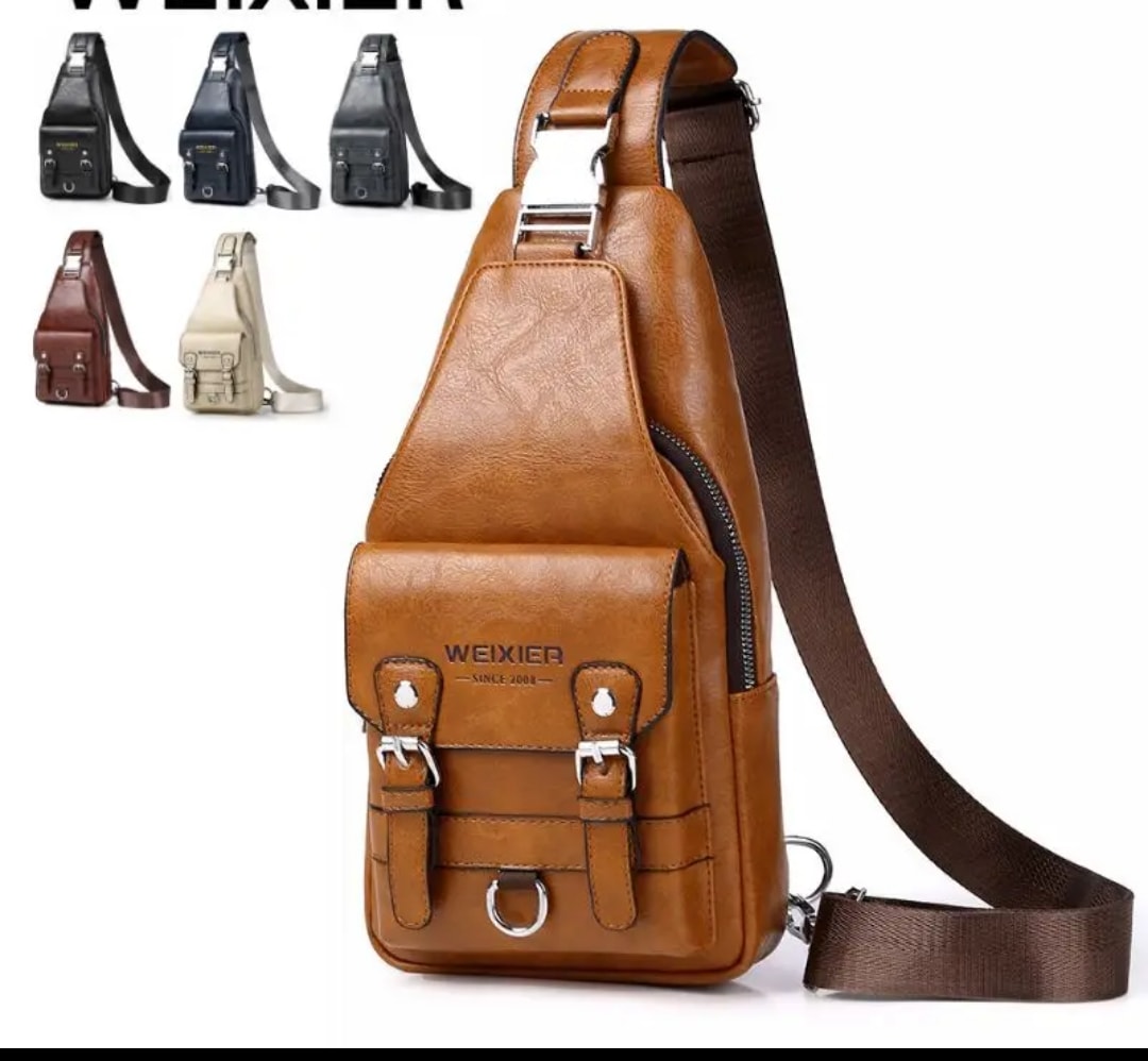 Sac à dos traverseur WEIXIER noir cuir - Homme
