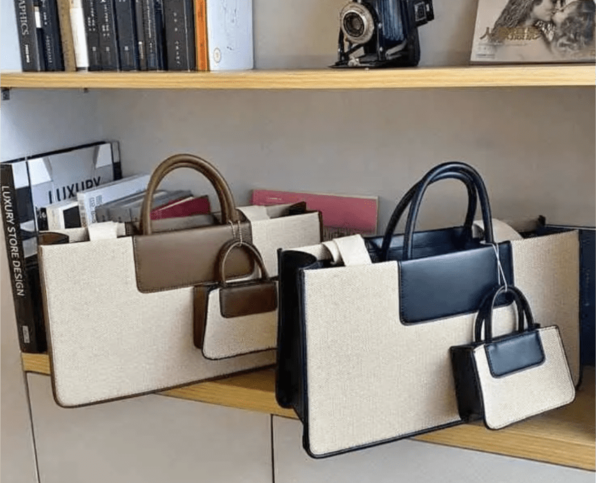 Ensemble de sacs à main tendance - Toile et cuir