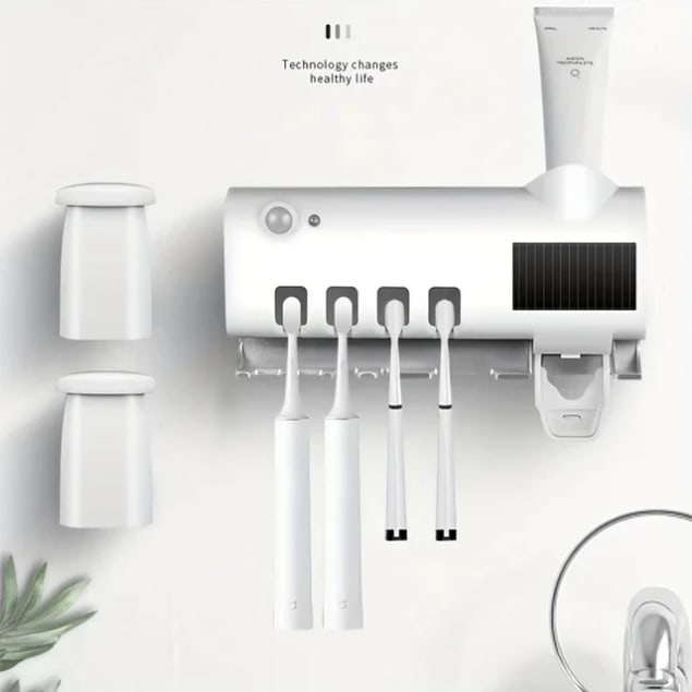 Distributeur automatique de dentifrice avec support brosses à dents