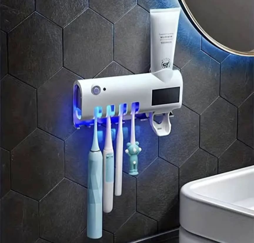 Distributeur automatique de dentifrice avec support brosses à dents
