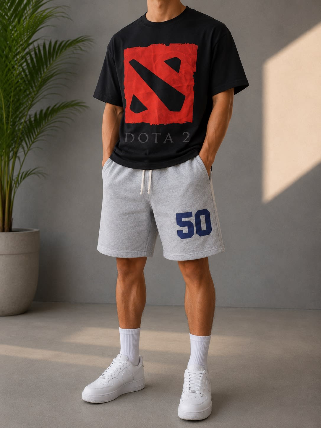 T-shirt DOTA 2 noir et rouge homme
