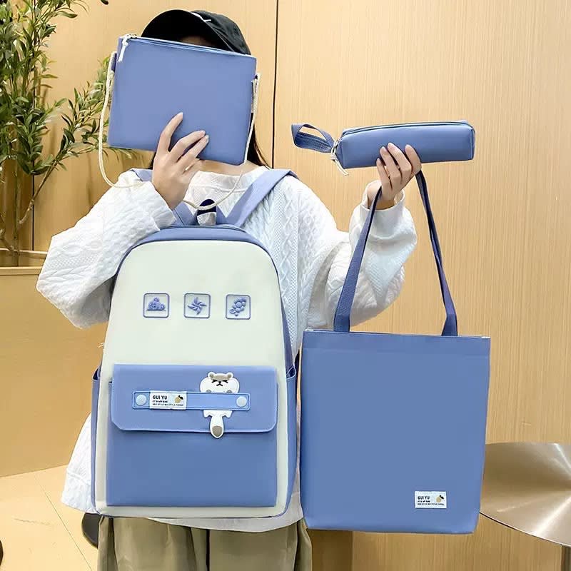 Set complet sac à dos + trousse + sac à bandoulière violet