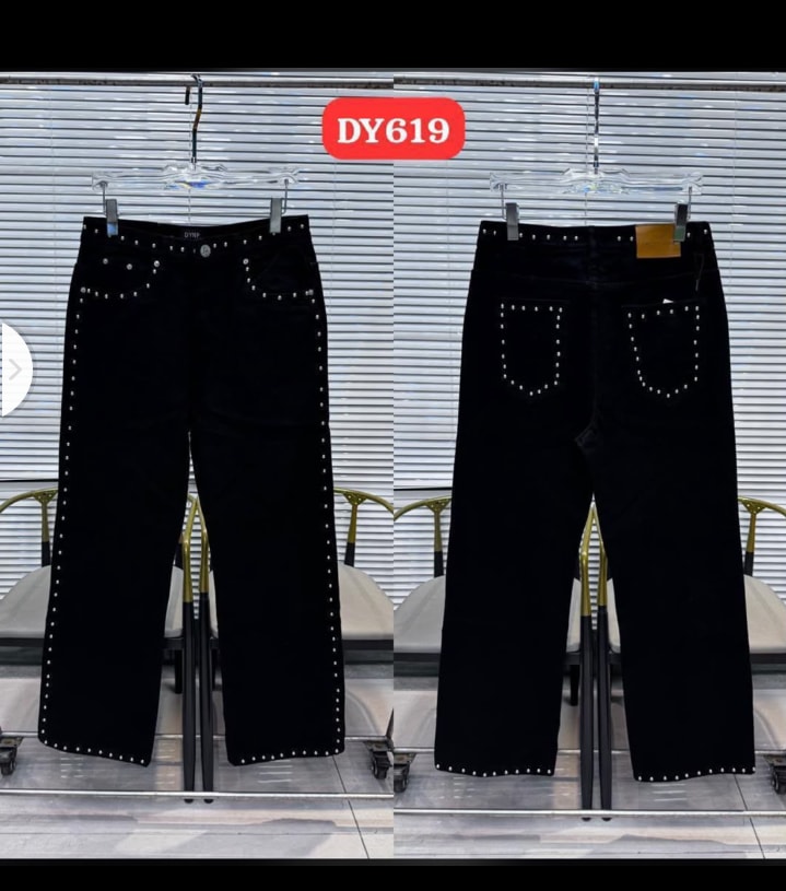 Pantalon noir clout studs femme - DY619