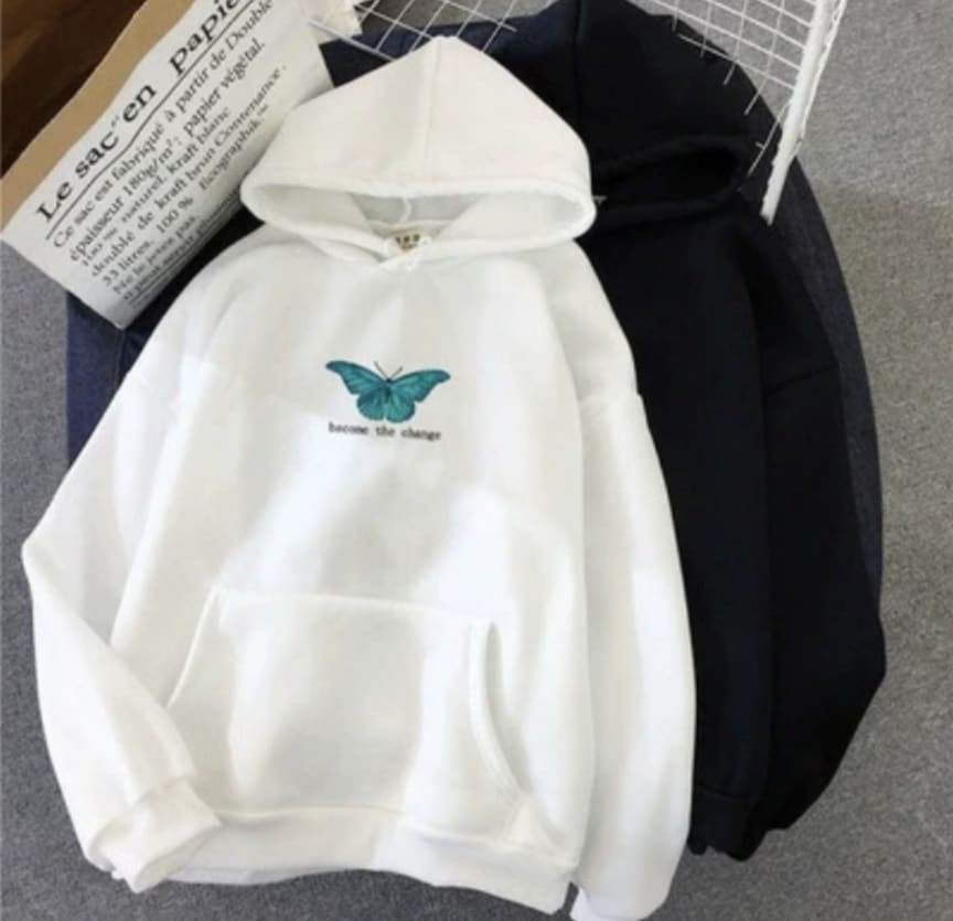 Sweat à capuche papillon 'Become the change' - Unisexe