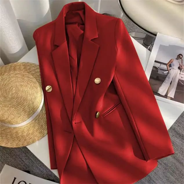 Blazer oversized élégant à boutons dorés - Pour femme