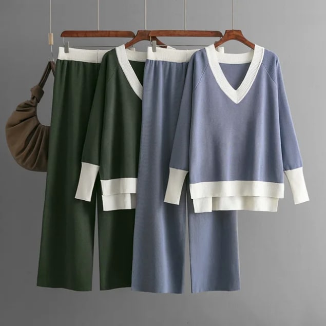 Ensemble de jogging femme - Sweatshirt + pantalon largeur colorblock
