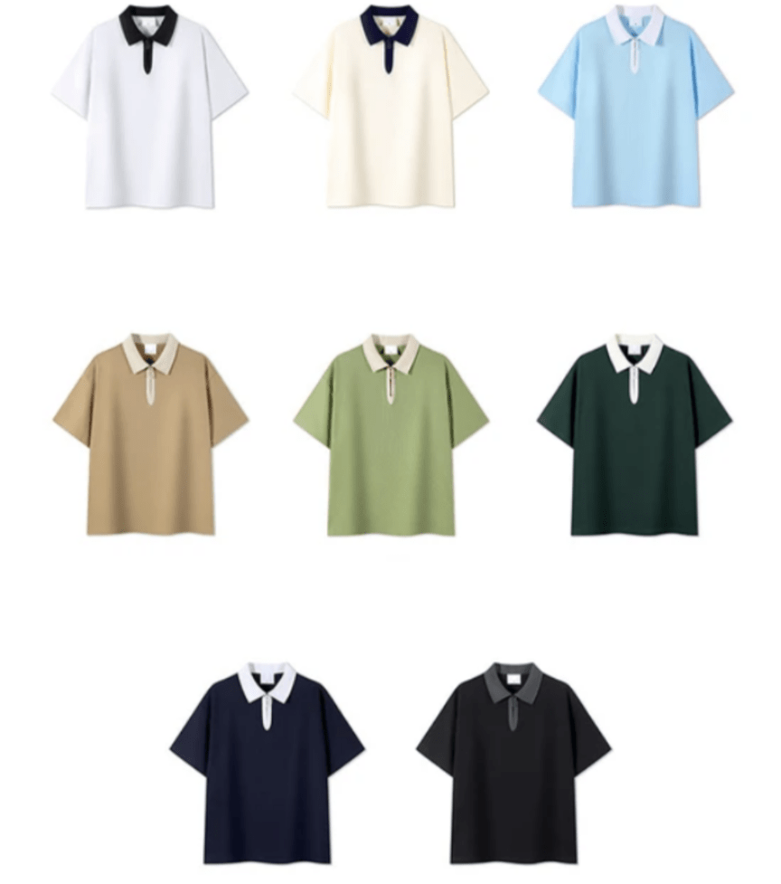 Polo manches courtes col contrasté - Collection 8 coloris