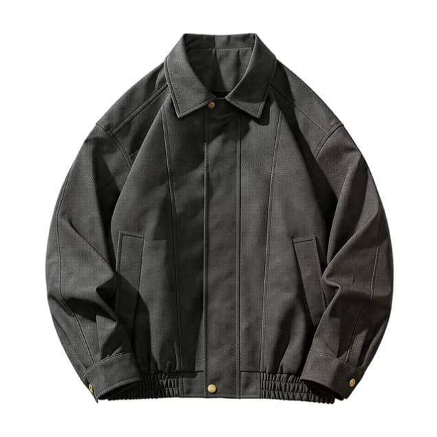 Blouson cuir synthétique noir - Coupe bomber oversize
