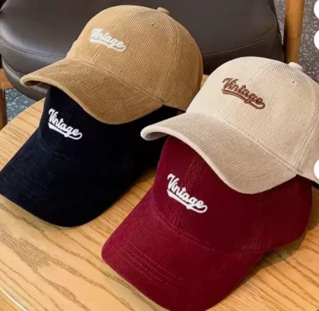 Lot de casquettes Vintage en velours côtelé - Plusieurs couleurs