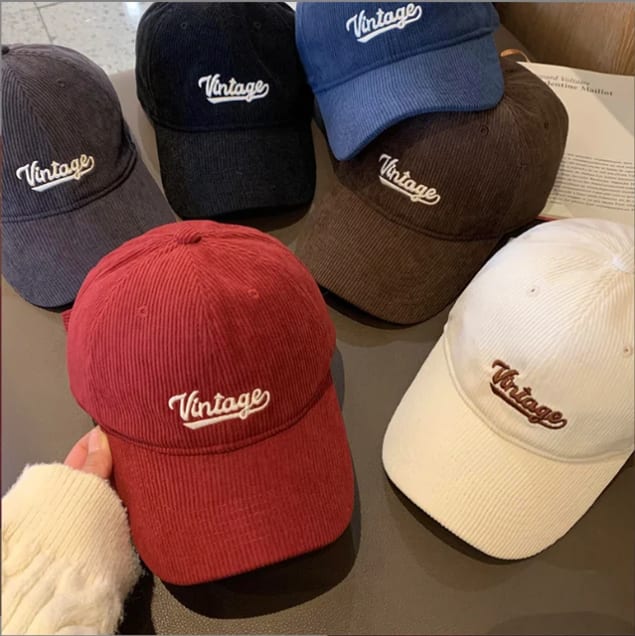 Lot de casquettes Vintage en velours côtelé - Plusieurs couleurs