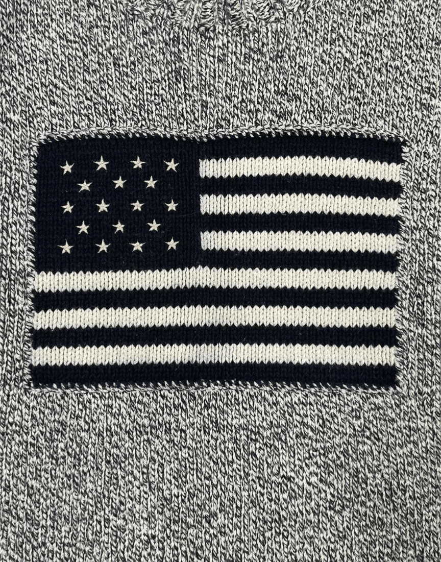 Pull gris chiné Polo Ralph Lauren drapeau américain