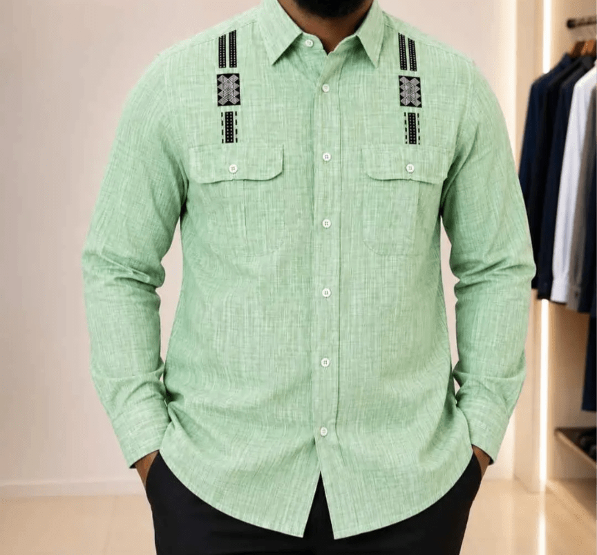Chemise homme brochée manches longues - plusieurs coloris
