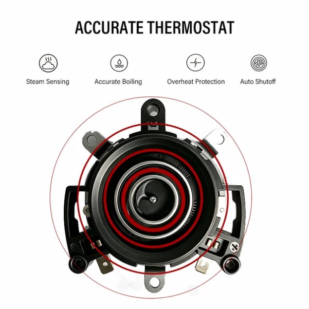 Bouilloire électrique 0.6L noir avec thermostat automatique - Hotel/Chambre