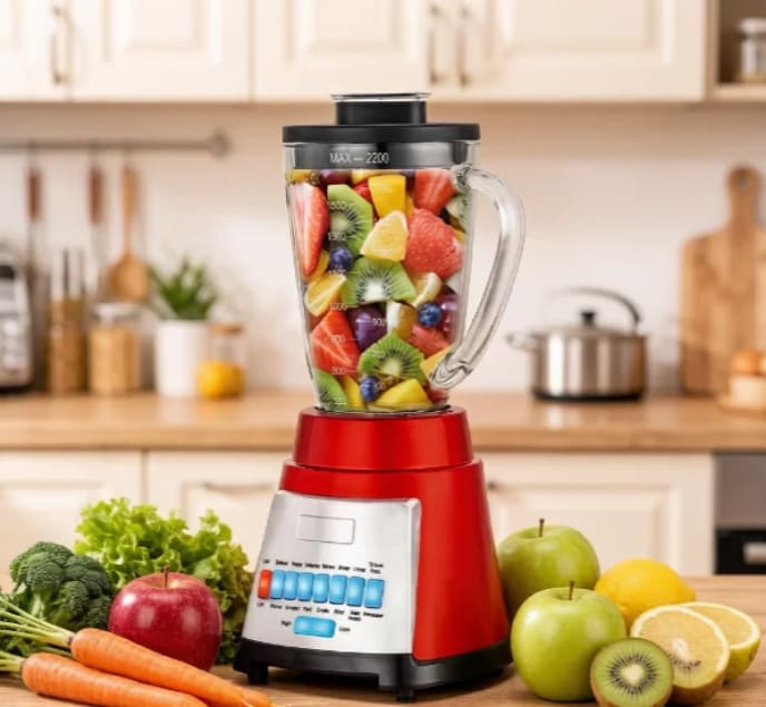 Blender électrique multifonction 2200W - Rouge et noir