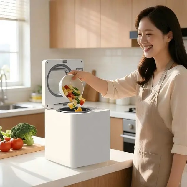 Composteur de cuisine électrique automatique blanc
