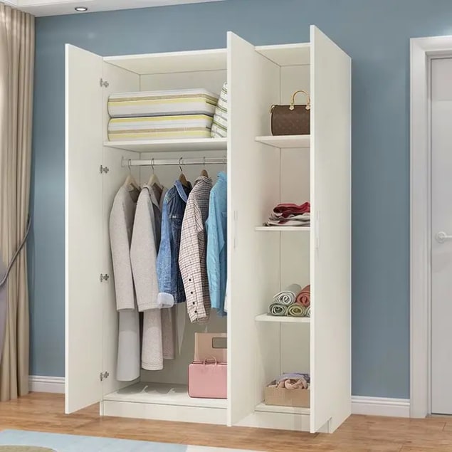 Armoire de rangement spacieuse 2 portes avec penderie et étagères