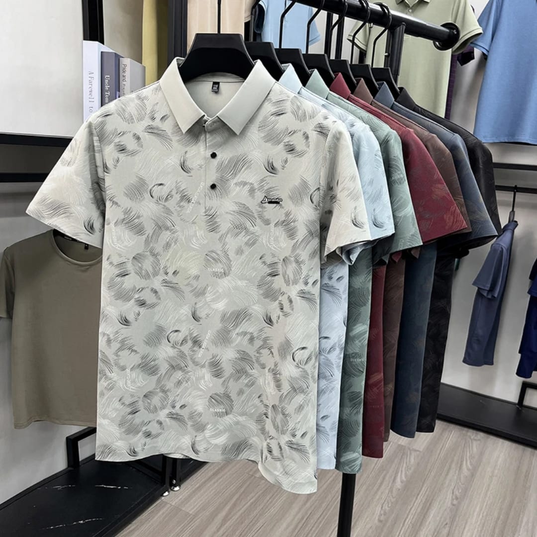 Polo homme imprimé feuilles - Coupe classique confortable