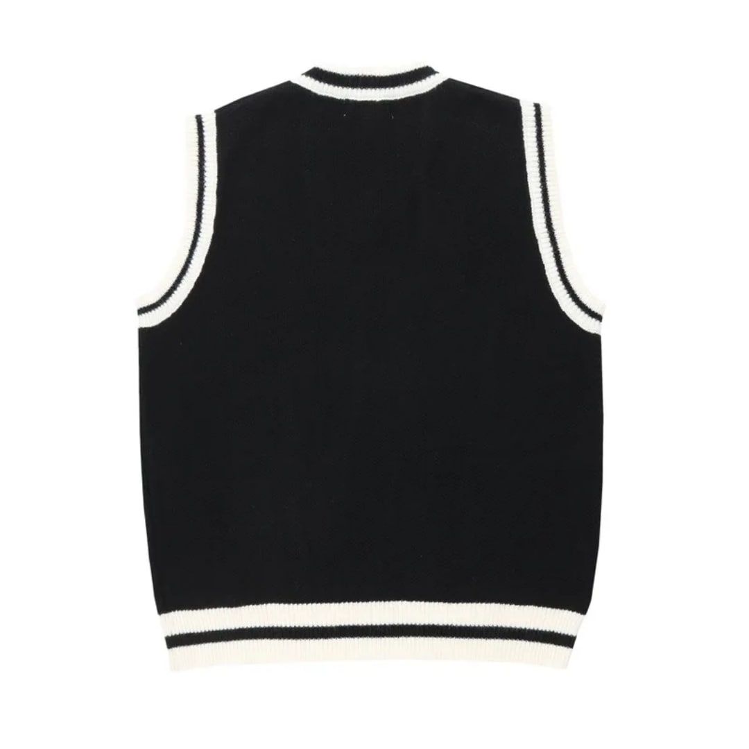 Gilet sans manches style college noir et vert - Unisexe