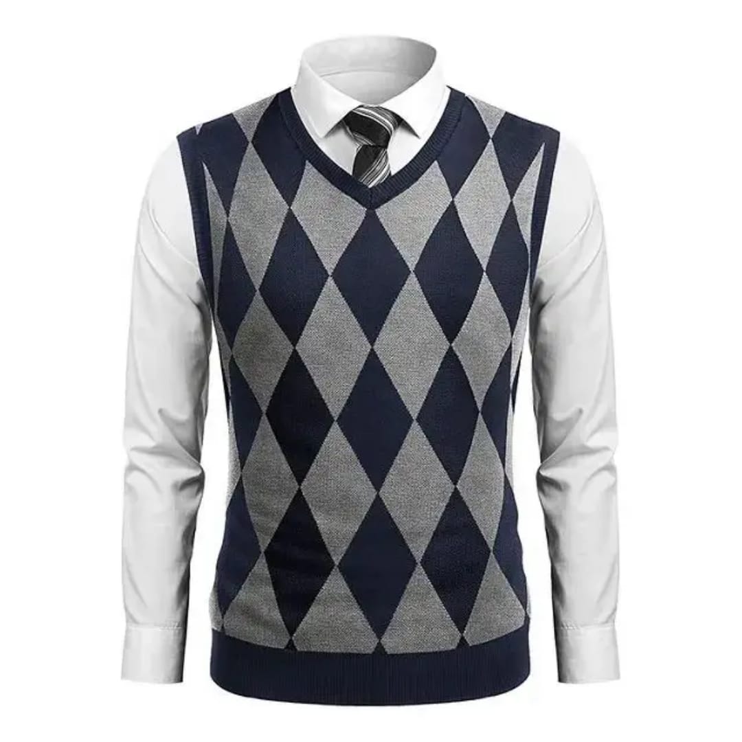 Gilet sans manches motif losange homme - élégant et polyvalent