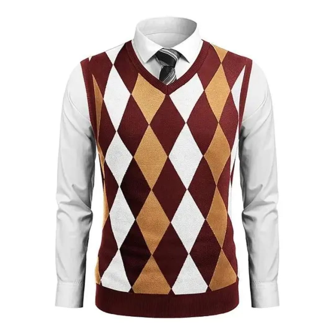 Gilet sans manches motif losange homme - élégant et polyvalent