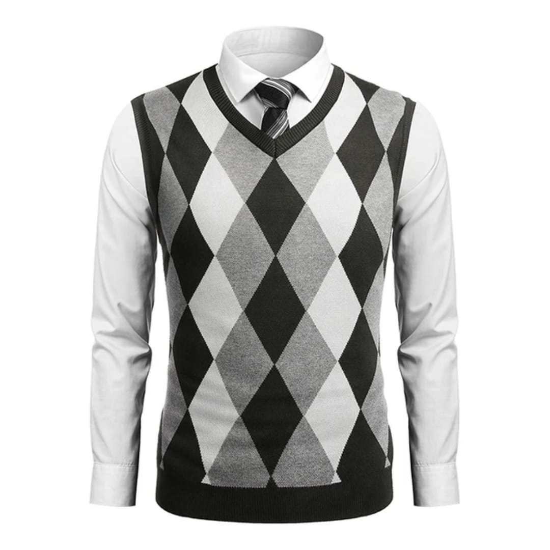 Gilet sans manches motif losange homme - élégant et polyvalent