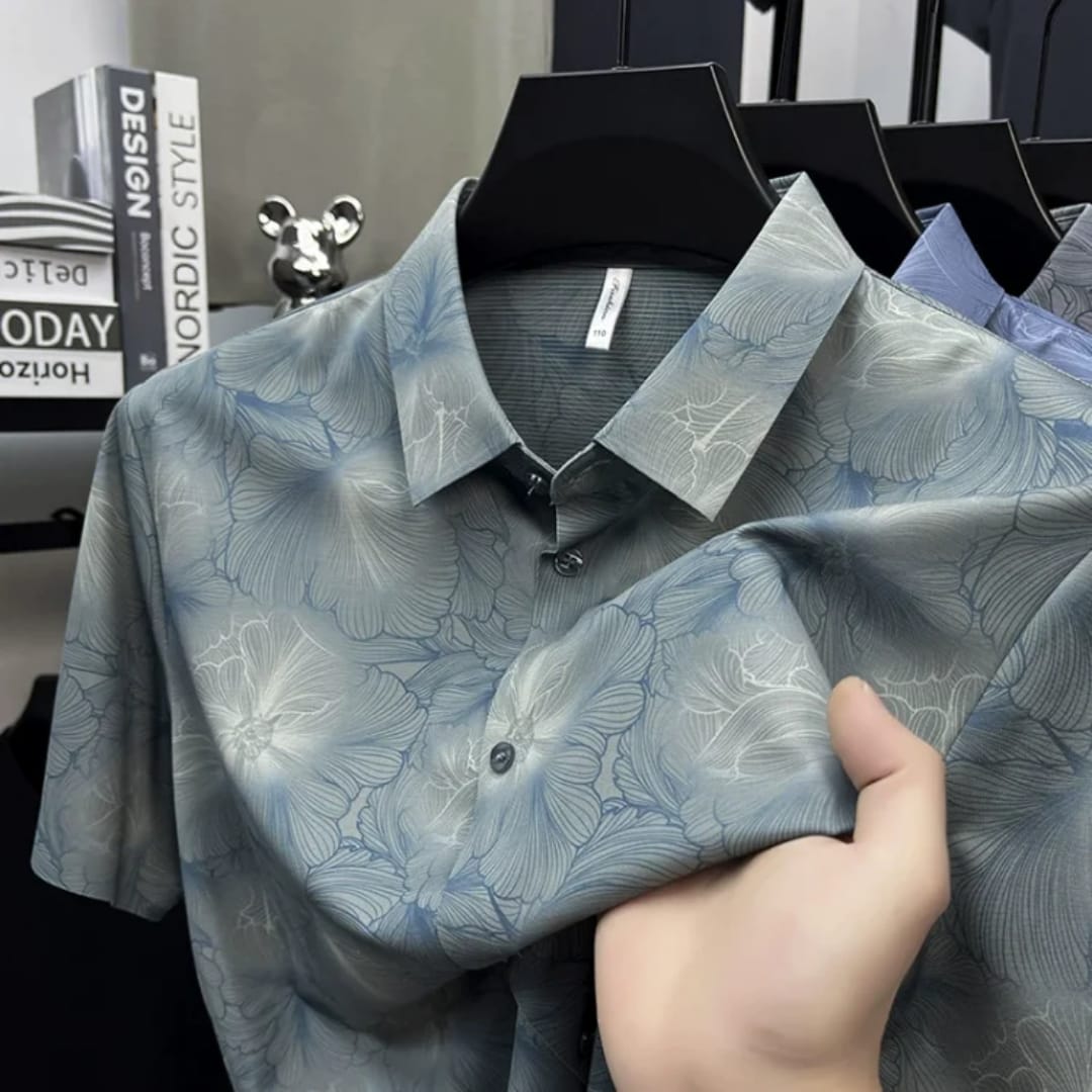 Chemise homme manches courtes motif fleuri - Style nordique