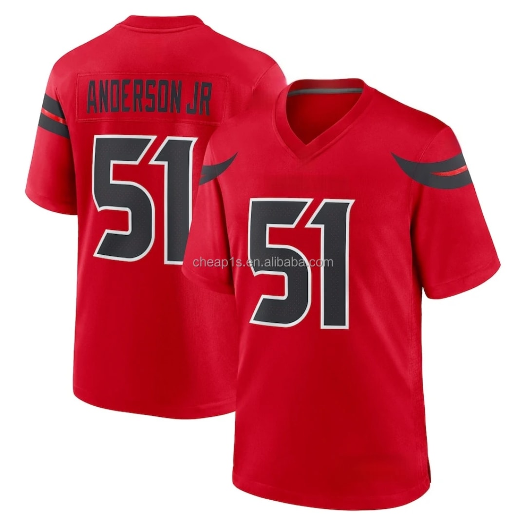 Maillot de Football NFL DELL #3 et ANDERSON JR #51 - Rouge et Noir