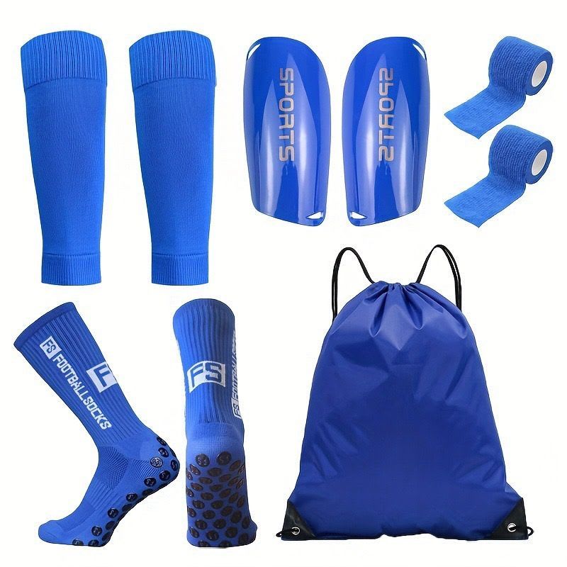 Kit complet équipement football - protèges tibias, chaussettes, bande de maintien et sac