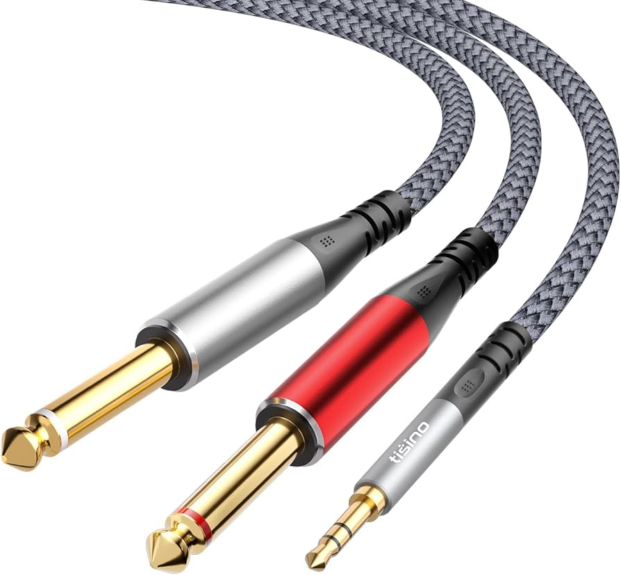 Câble audio Y jack 6,35mm stéréo vers 2x jack 6,35mm - Nylon tressé premium