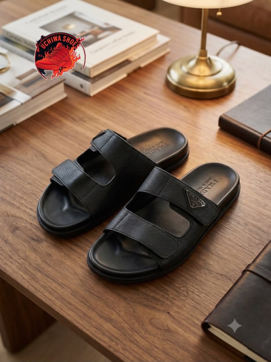 sandales homme élégantes - Marron, Noir Prada, Noir croisé