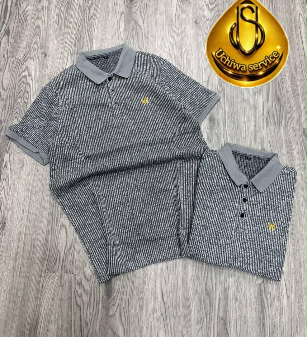 Polo homme à côtes - Gris/Vert/Bleu - Uchwa service