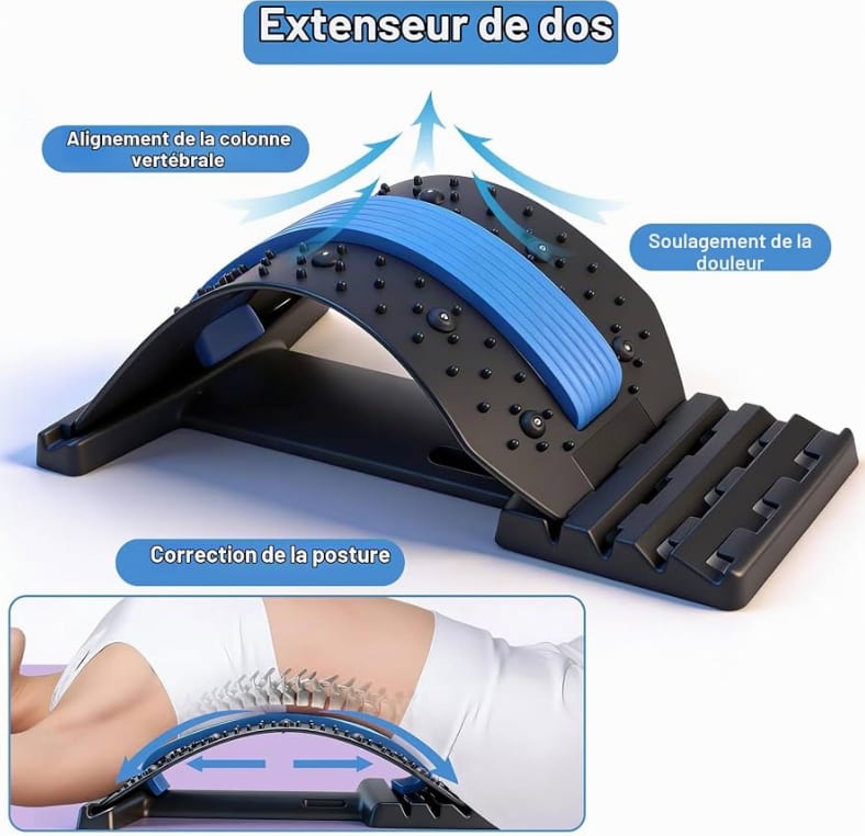 Extenseur de dos avec 4 niveaux de réglage - Appareil de décompression vertébrale