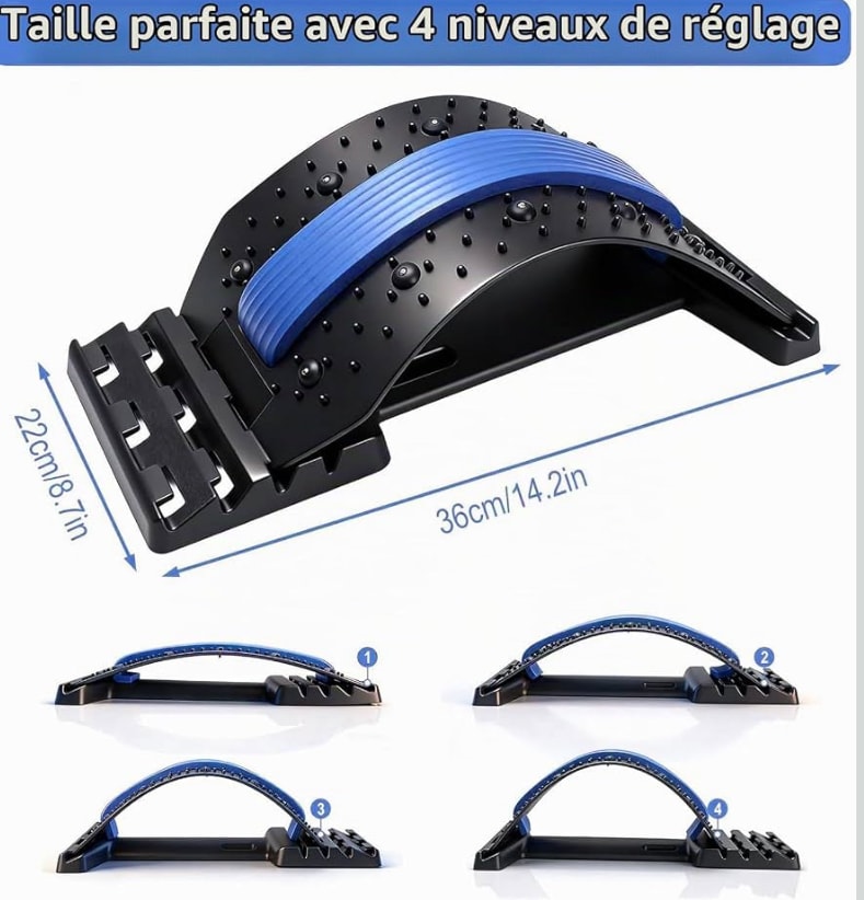 Extenseur de dos avec 4 niveaux de réglage - Appareil de décompression vertébrale