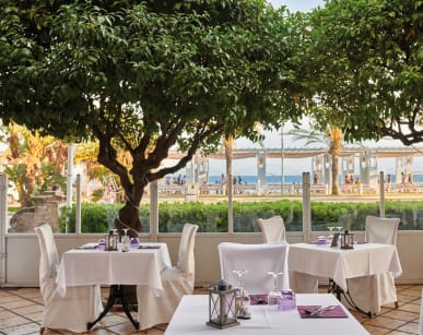 Outside terrace with sea view of Le Royal*** restaurant