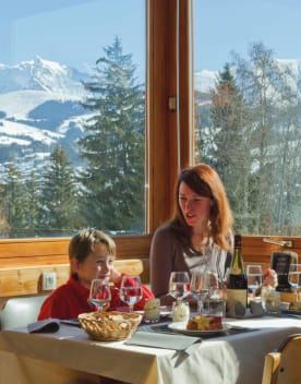 Le restaurant "Les Trois Marmottes" avec vue panoramique