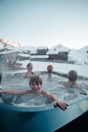 A rejuvenating bath with a view of the mountains
