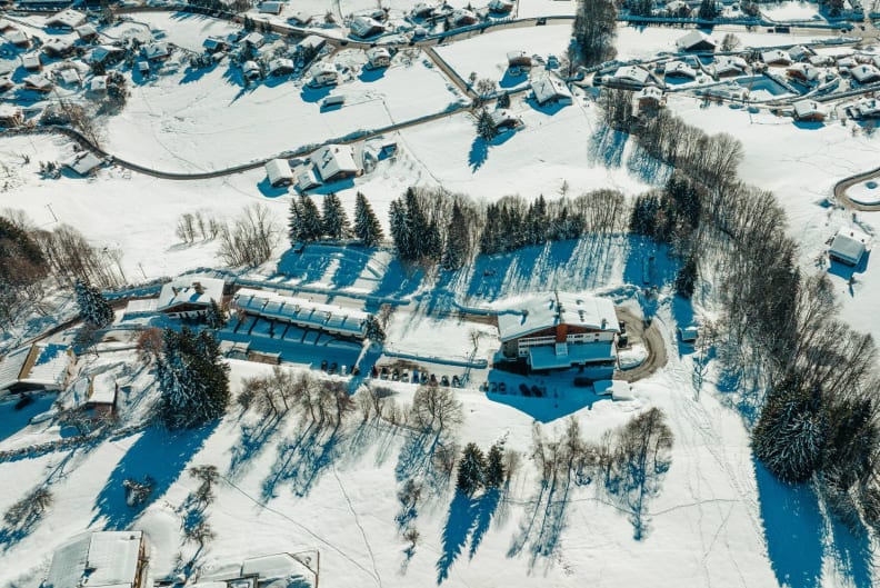 Drone view of les Chalets du Prariand