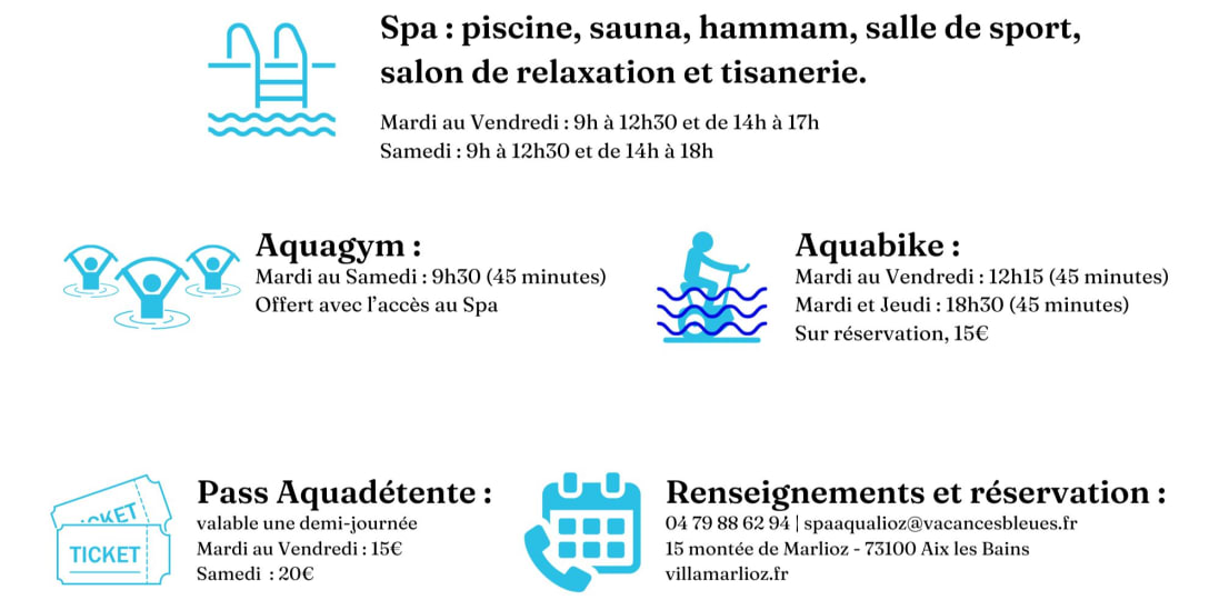 Horaires intersaison spa Aqualioz Villa Marlioz
