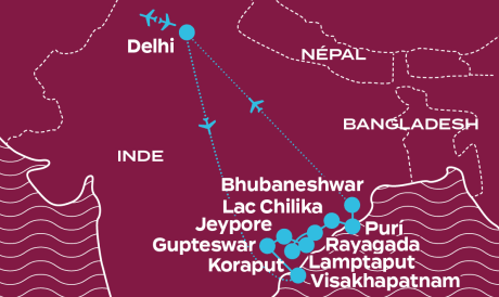 Carte circuit de l'Inde de L'est