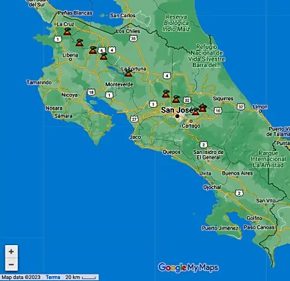 Another angle of the Costa Rica volcanoes map, showcasing detailed layouts and geographic features.